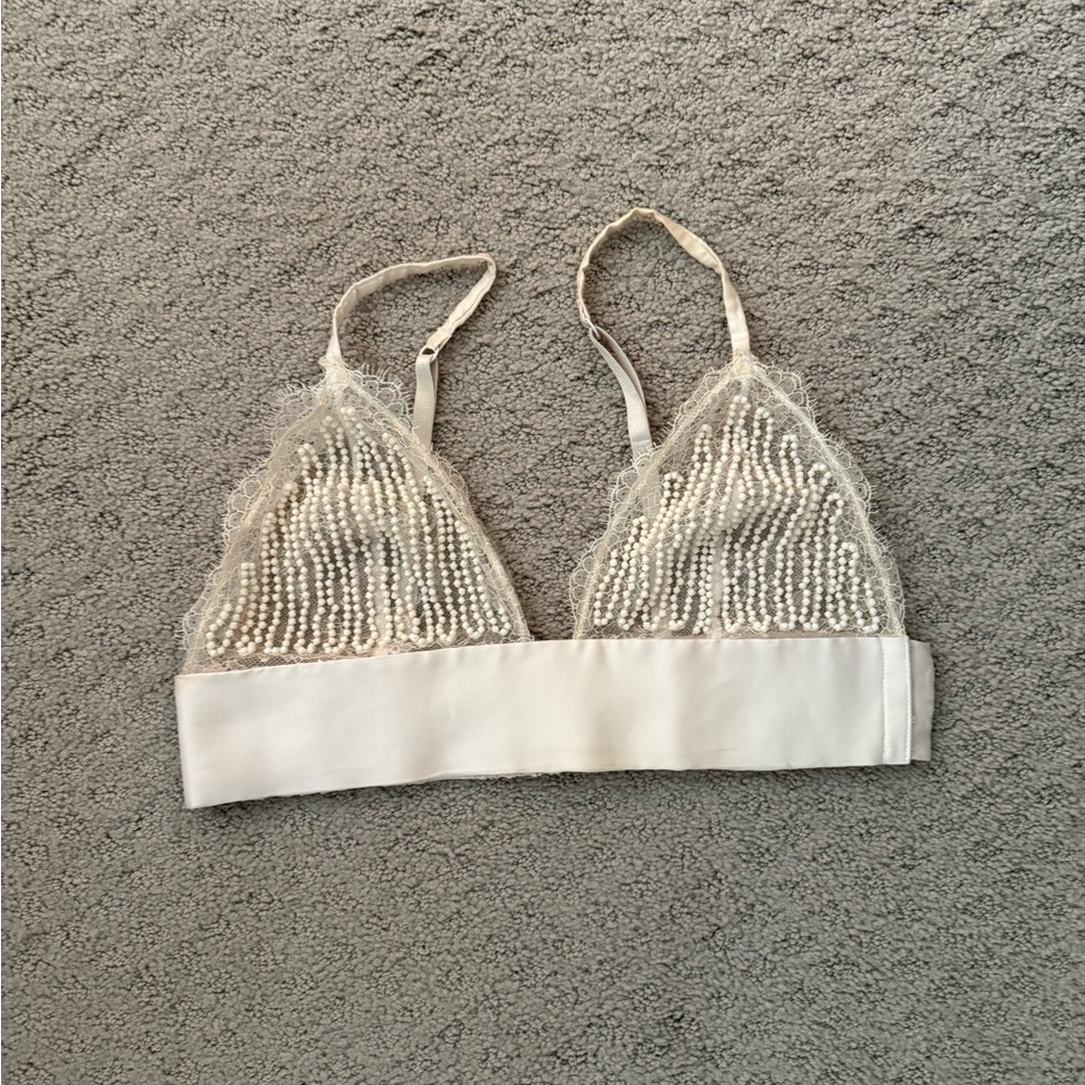Beaded Embellished Bralette - Cream